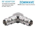 TNC Female to TNC Female Right Angle Stainless Steel Adapter, 18GHz