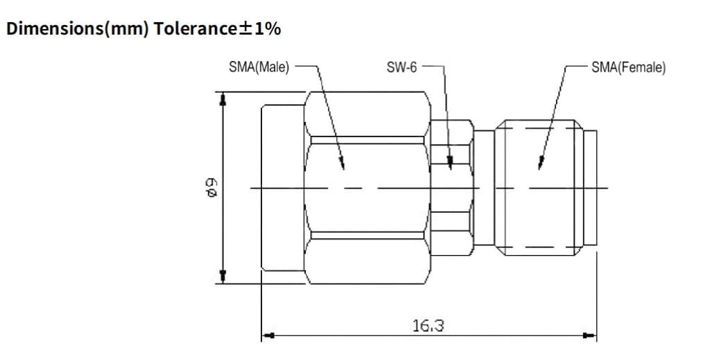 15dB Fixed Attenuator, SMA Male to SMA Female, 2Watts, DC-26.5GHz, VSWR