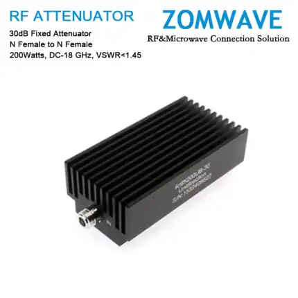 30dB Fixed Attenuator, N Female to N Female, 200Watts, DC-18 GHz, VSWR1.45