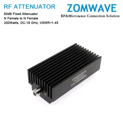 50dB Fixed Attenuator, N Female to N Female, 200Watts, DC-18 GHz, VSWR1.45