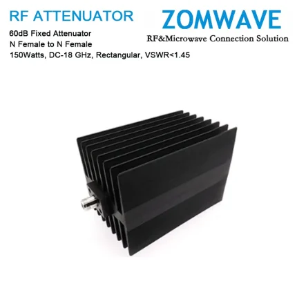60dB Fixed Attenuator, N Female to N Female, 150Watts, DC-18 GHz, Rectangular, VSWR1.45