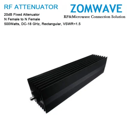20dB Fixed Attenuator, N Female to N Female, 500Watts, DC-18 GHz, Rectangular, VSWR1.5