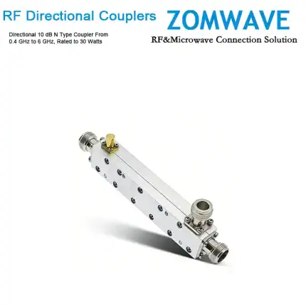 Directional 10 dB N Type Coupler From 0.4 GHz to 6 GHz, Rated to 30 Watts