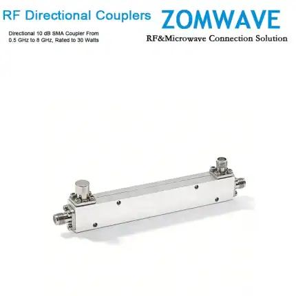Directional 10 dB SMA Coupler From 0.5 GHz to 8 GHz, Rated to 30 Watts
