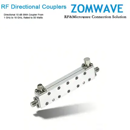 Directional 10 dB SMA Coupler From 1 GHz to 18 GHz, Rated to 50 Watts