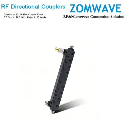 Directional 20 dB SMA Coupler From 0.5 GHz to 26.5 GHz, Rated to 30 Watts