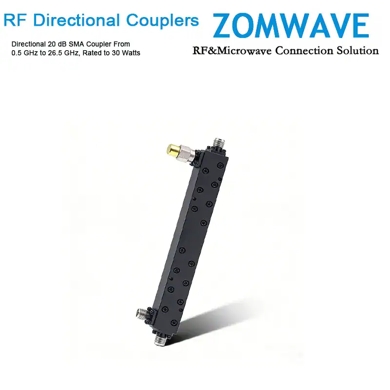 Directional 20 dB SMA Coupler From 0.5 GHz to 26.5 GHz, Rated to 30 Watts