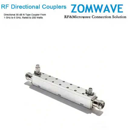 Directional 30 dB N Type Coupler From 1 GHz to 6 GHz, Rated to 200 Watts