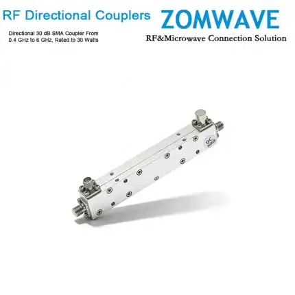 Directional 30 dB SMA Coupler From 0.4 GHz to 6 GHz, Rated to 30 Watts