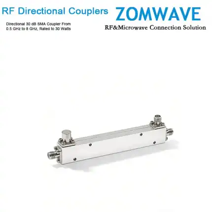 Directional 30 dB SMA Coupler From 0.5 GHz to 8 GHz, Rated to 30 Watts