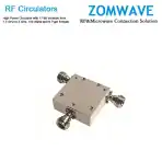 High Power Circulator with 17 dB lsolation from 1.5 GHz to 3 GHz, 150 Watts and N Type Female