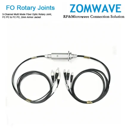 3-Channel Multi Mode Fiber Optic Rotary Joint, FC PC to FC PC, 2mm Armor Jacket
