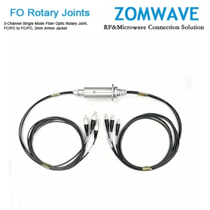 3-Channel Single Mode Fiber Optic Rotary Joint, FC PC to FC PC, 2mm Armor Jacket