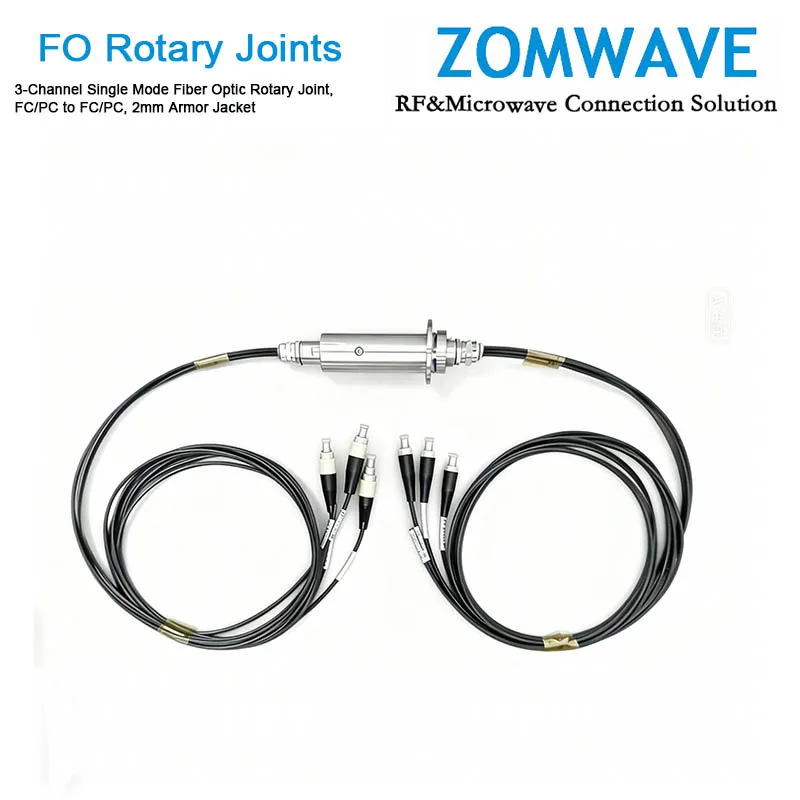 3-Channel Single Mode Fiber Optic Rotary Joint, FC PC to FC PC, 2mm Armor Jacket