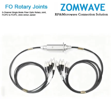 5-Channel Single Mode Fiber Optic Rotary Joint, FC PC to FC PC, 2mm Armor Jacket