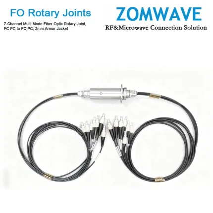 7-Channel Multi Mode Fiber Optic Rotary Joint, FC PC to FC PC, 2mm Armor Jacket