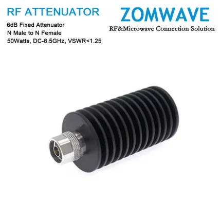 6dB Fixed Attenuator, N Male to N Female, 50Watts, DC-8.5GHz, VSWR1.25