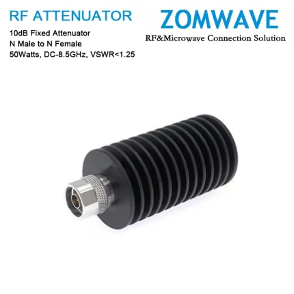 10dB Fixed Attenuator, N Male to N Female, 50Watts, DC-8.5GHz, VSWR1.25