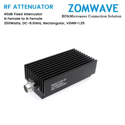 40dB Fixed Attenuator, N Female to N Female, 250Watts, DC-8.5GHz, Rectangular, VSWR1.25