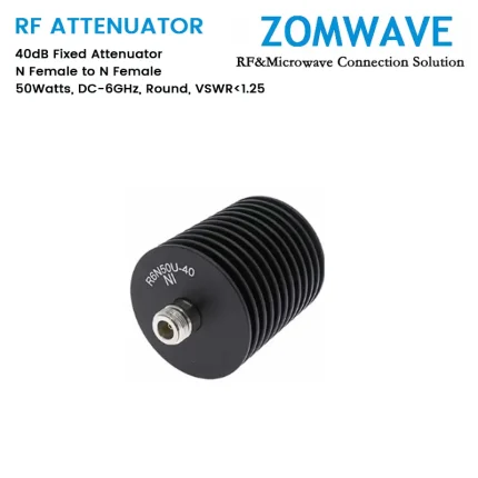 40dB Fixed Attenuator, N Female to N Female, 50Watts, DC-6GHz, Round, VSWR1.25