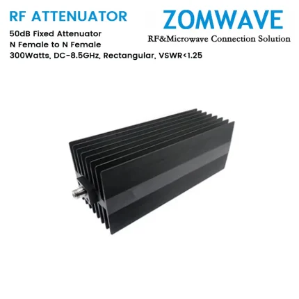 50dB Fixed Attenuator, N Female to N Female, 300Watts, DC-8.5GHz, Rectangular, VSWR1.25