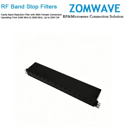 Cavity Band Rejection Filter with SMA Female Connectors Operating From 2496 MHz to 2690 MHz, Up to 20W CW