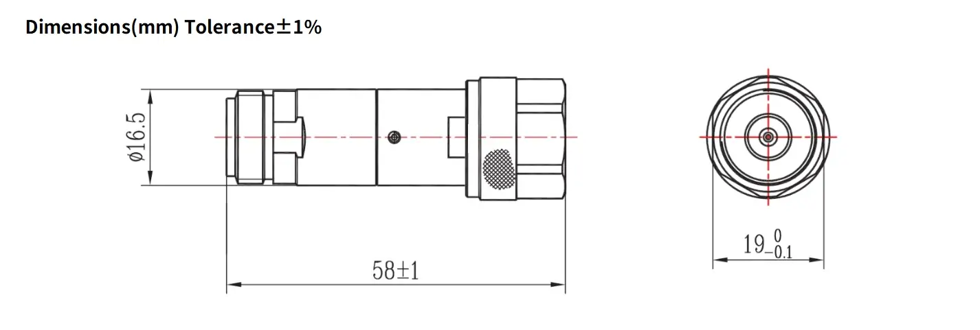 60dB Fixed Attenuator, N Male to N Female, 5Watts, DC-8.5GHz, Round, VSWR1.2