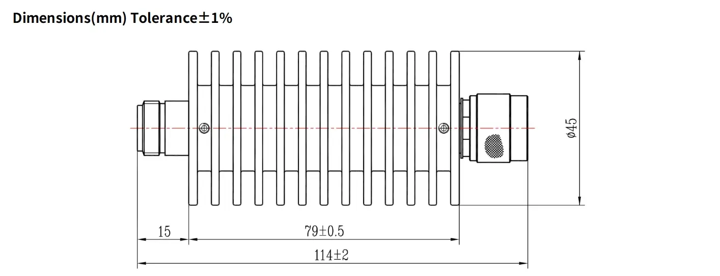 30dB Fixed Attenuator, N Male to N Female, 50Watts, DC-8.5GHz, VSWR1.25