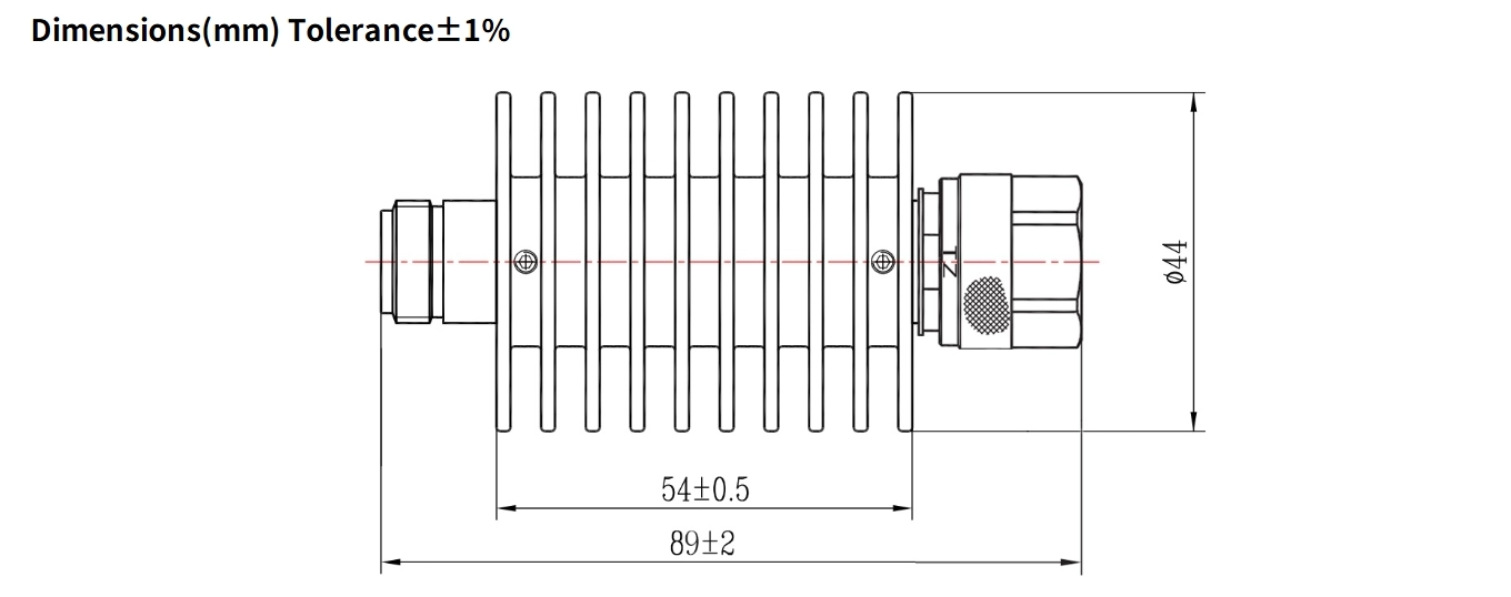 6dB Fixed Attenuator, N Male to N Female, 25Watts, DC-4GHz, VSWR1.2