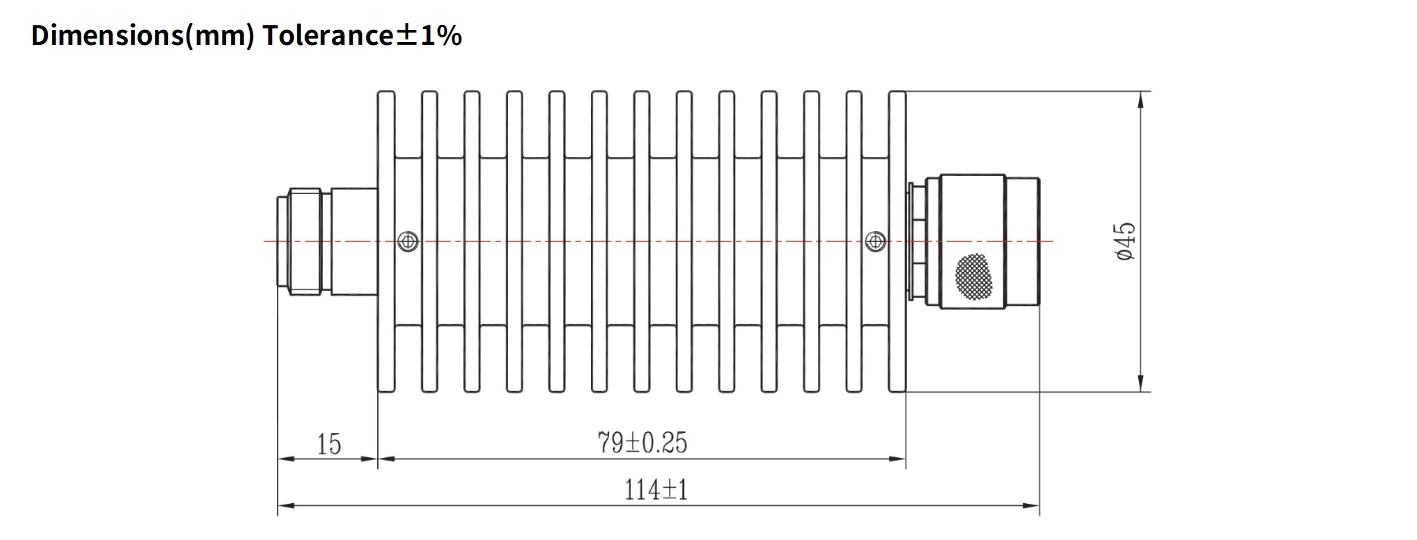 6dB Fixed Attenuator, N Male to N Female, 50Watts, DC-6GHz, VSWR1.25