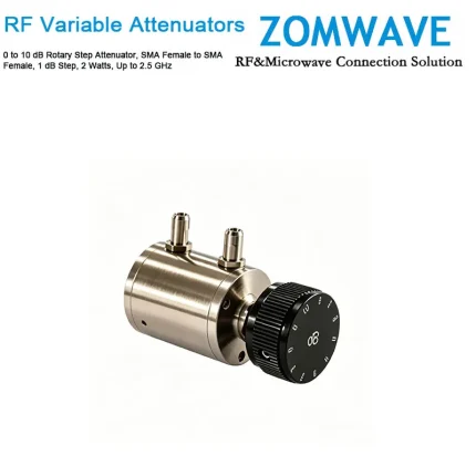 0 to 10 dB Rotary Step Attenuator, SMA Female to SMA Female, 1 dB Step, 2 Watts, Up to 2.5 GHz