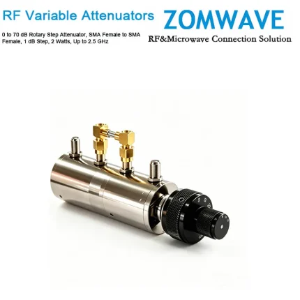 0 to 70 dB Rotary Step Attenuator, SMA Female to SMA Female, 1 dB Step, 2 Watts, Up to 2.5 GHz