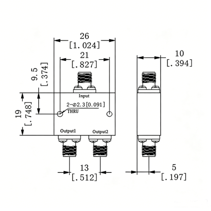 2 Way 2.92mm Power Divider from 18 GHz to 40 GHz Rated at 20 Watts_CAD