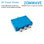 3 Way SMA Power Divider from 6 GHz to 18 GHz Rated at 20 Watts
