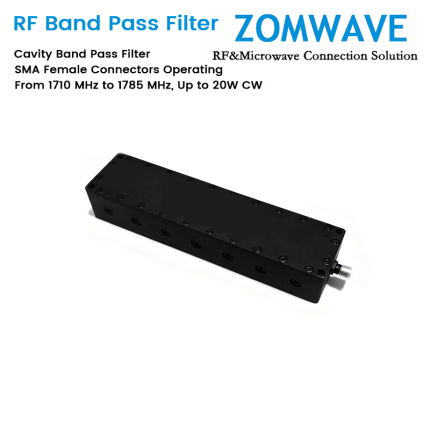 Cavity Band Pass Filter with SMA Female Connectors Operating From 1710 MHz to 1785 MHz, Up to 20W CW