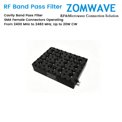 Cavity Band Pass Filter with SMA Female Connectors Operating From 2400 MHz to 2483 MHz, Up to 20W CW