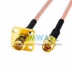 SMA Female 4 hole Flange to SSMA Male, RG316 Cable, 6GHz