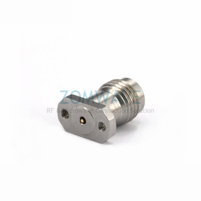 1.85mm Female Solderless PCB Compression Flange Mount Connector, 2 Hole , 67GHz