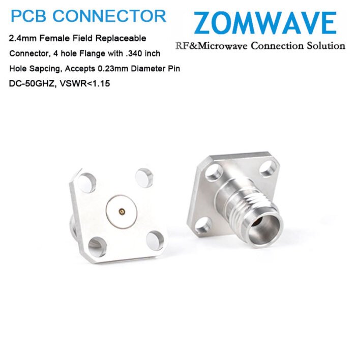 2.4mm Female Field Replaceable,4 hole Flange with .340 inch Hole,0.23mm Diameter