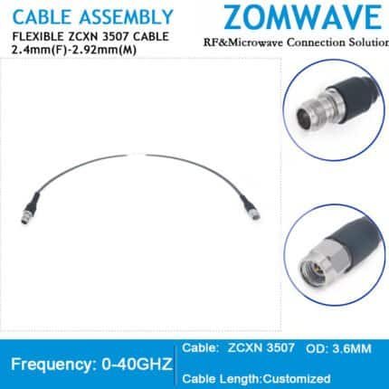 2.4mm Female to 2.92mm Male, Flexible ZCXN 3507 Cable, 40GHz