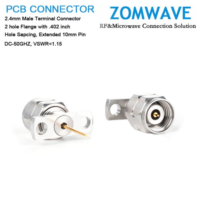 2.4mm Male Terminal, 2 hole Flange with .402 inch Hole Sapcing, 10mm Pin, 50G
