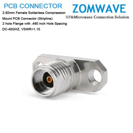 2.92mm Female Solderless Compression Mount(Stripline), 2 hole Flange with .480