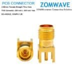 2.92mm Female Straight Thru Hole PCB Connector, .200 inch x .059 inch Hole, 40GH