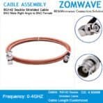 BNC Male Right Angle to BNC Female, RG142 Double Shielded Cable, 4GHz