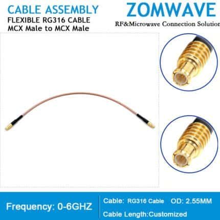 MCX Male to MCX Male, RG316 Cable, 6GHz