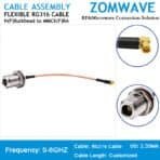 N Type Female Bulkhead Waterproof to MMCX Female Right Angle, RG316 Cable, 6GHZ