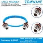 N Type Female Bulkhead to N Type Female Bulkhead, RG142DB PUR Jacket Cable, 6GHz