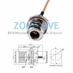 N Type Female Front Mount to MCX Male Right Angle, RG316 Cable, 6GHz
