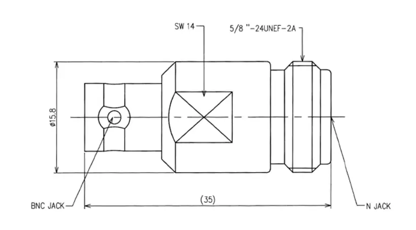 N Type Female to BNC Female Stainless Steel Adapter, 18GHz