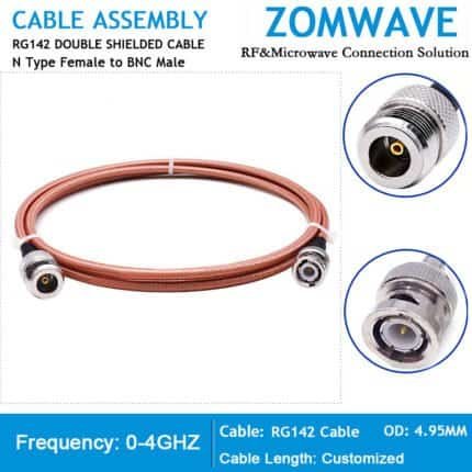 N Type Female to BNC Male, RG142 Cable, 4GHz